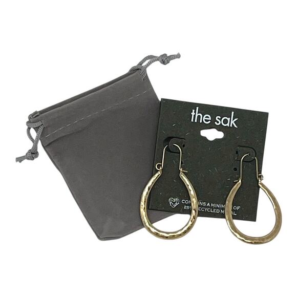 The Sak Gold Tone U-Shape Hoop Earrings with Gift Bag. Recycled Metal - Picture 2 of 5